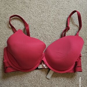 PINK 34D Red Lightweight Bra (No Crazy Padding)